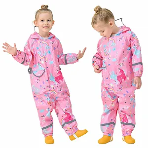 Детский дождевик FILOWA для девочек, дышащий грязезащитный водонепроницаемый дождевой костюм с капюшоном, легкий дождевой комбинезон, верхняя одежда для школы, пеших прогулок 1-9 лет synthetic.ua - Фото 1