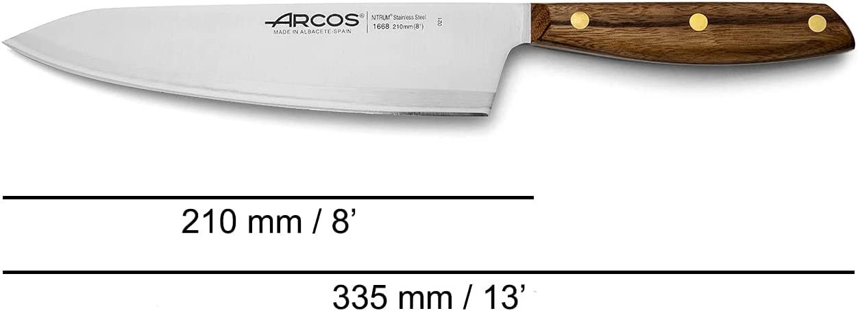Набор кухонных ножей Arcos Nordika (нож для очистки + кухонный нож + поварской нож) NITRUM нержавеющая сталь, деревянная ручка Ovengkol, коричневый цвет, фото №6