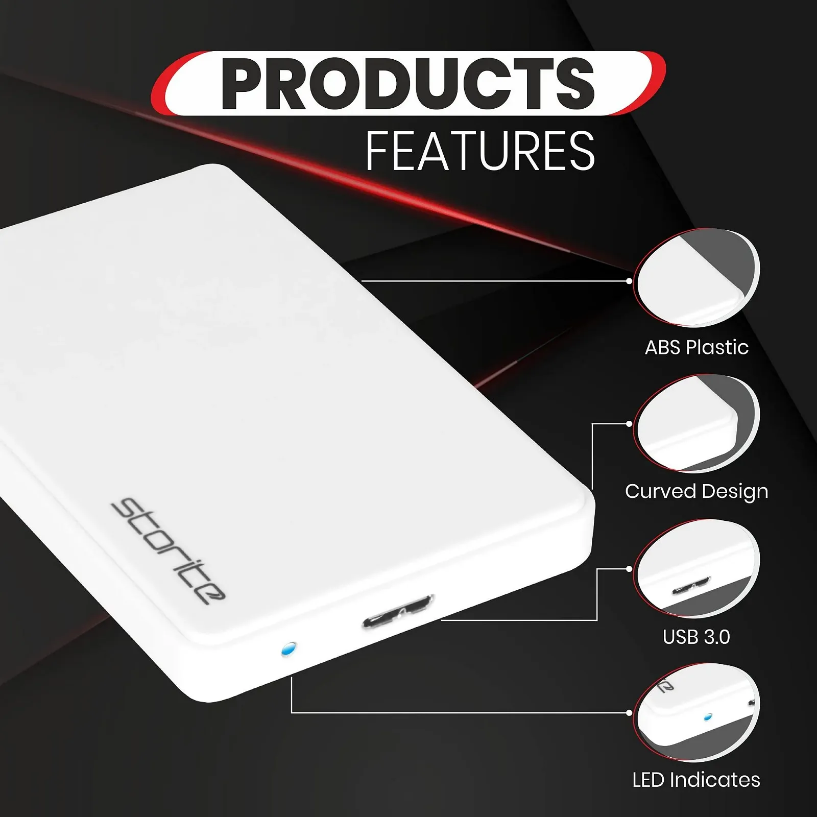 Внешний жесткий диск Storite 500ГБ USB 3.0 2.5" White, фото №6 Внешний жесткий диск Storite 500ГБ USB 3.0 2.5" White, фото №6