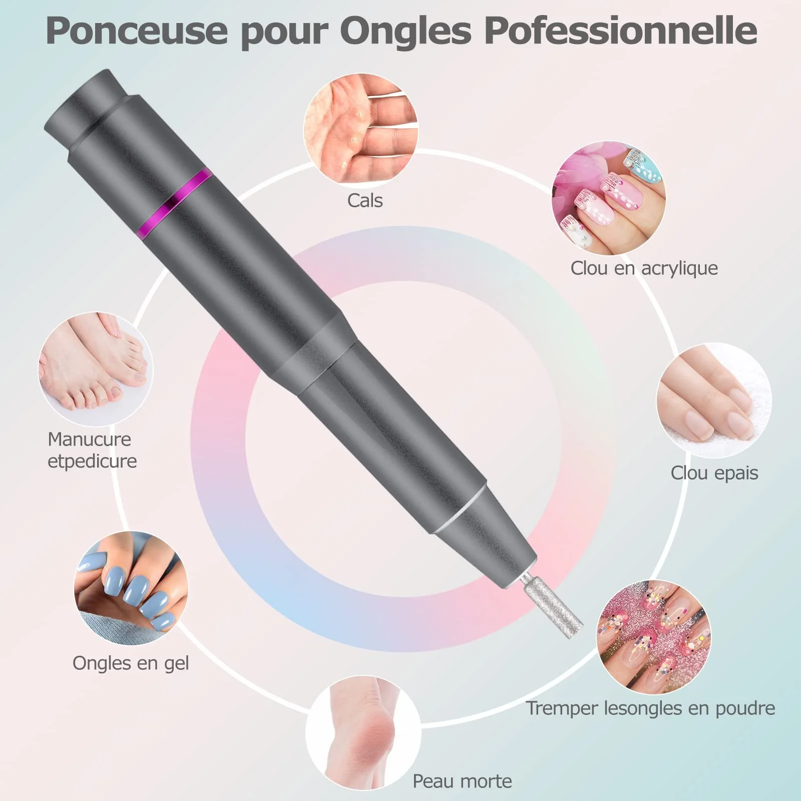 Електричний набір для манікюру та педикюру BillyBath Professional 25000RPM 12 в 1 з регульованою швидкістю, фото №6