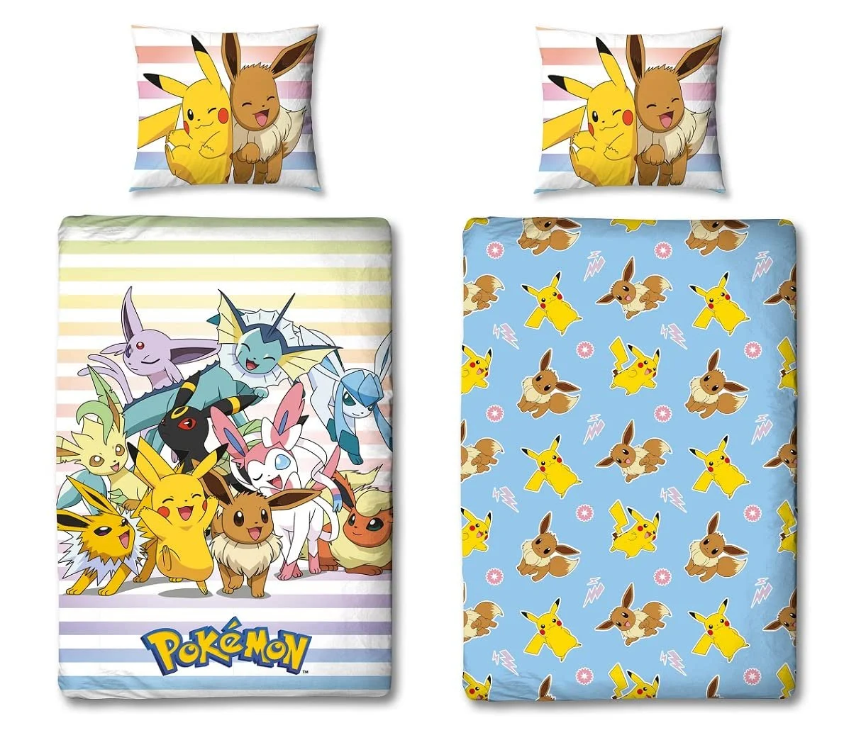 Комплект детского постельного белья Pokemon Pikachu 135 x 200 см 80 x 80 см 100% хлопок Linon Светло-голубой, фото №1