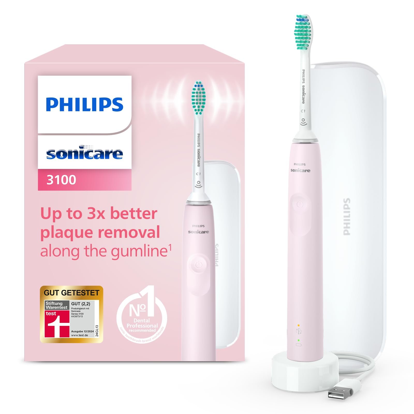 Зубная электрощетка Philips Sonicare 3100 Series HX3673/11 розовая, фото №1