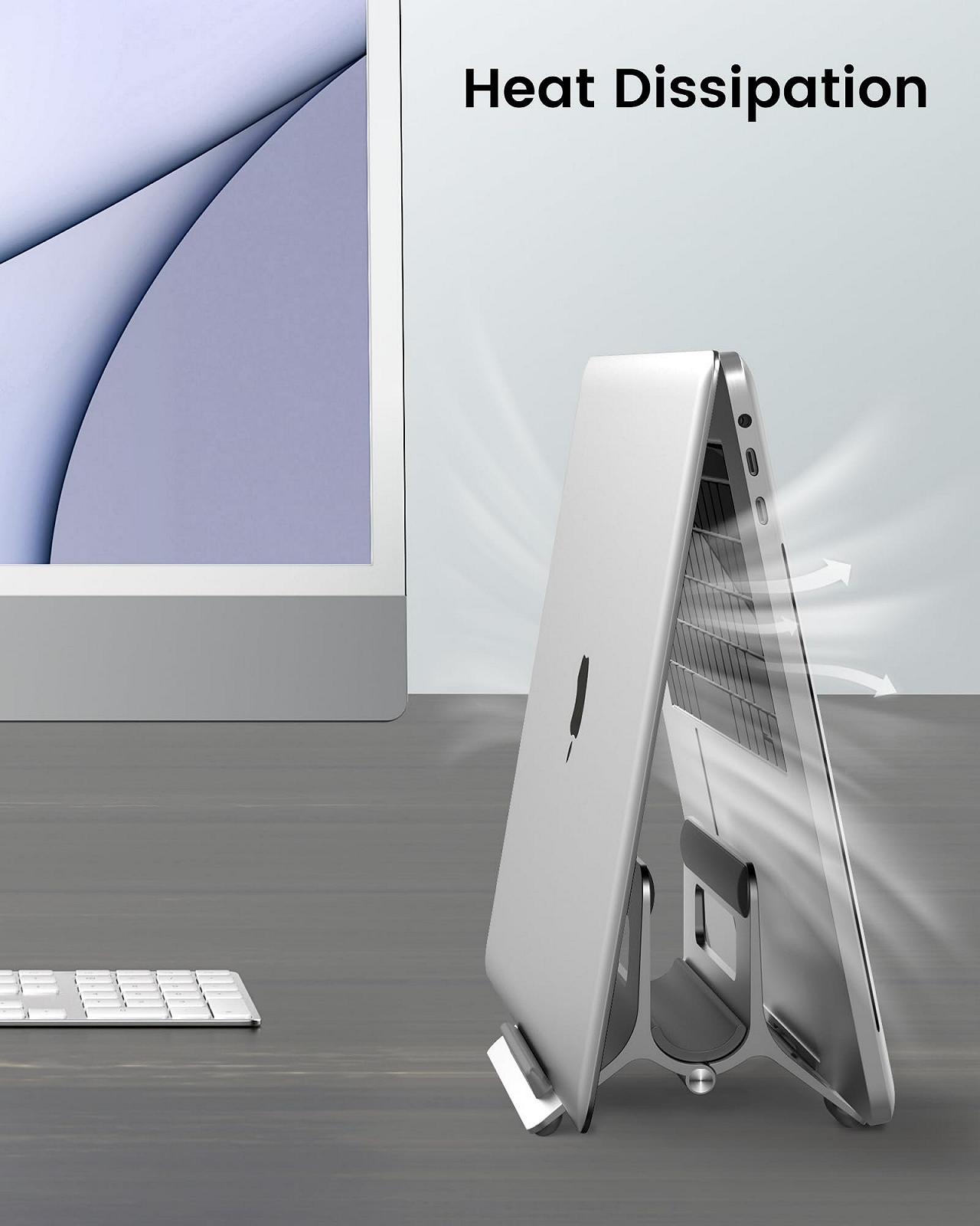 Подставка для ноутбука SODI, вертикальная подставка для MacBook Air, MacBook Pro, iPad, iPhone, регулируемая подставка для MacBook, серебристая, фото №6