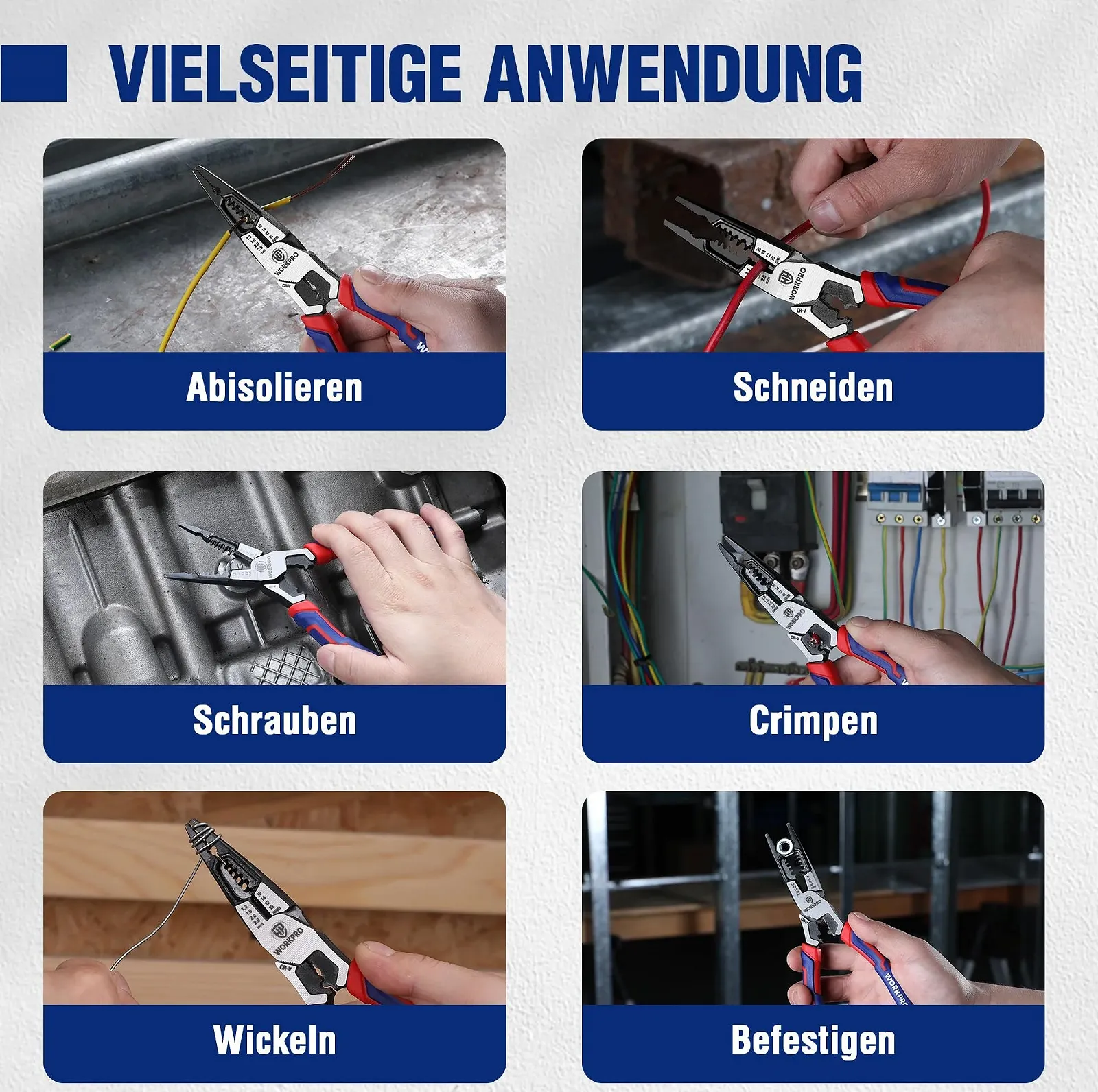 Плоскогубцы WORKPRO Длинногубцы 195 мм Плоскогубцы многофункциональные Cr-V сталь Кусачки для проволоки для зачистки кабеля Резка для DIY, профессионалов, DIY, ремонта, фото №9 Плоскогубцы WORKPRO Длинногубцы 195 мм Плоскогубцы многофункциональные Cr-V сталь Кусачки для проволоки для зачистки кабеля Резка для DIY, профессионалов, DIY, ремонта, фото №9