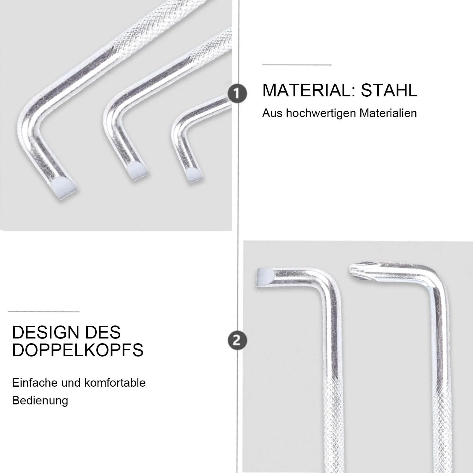 Набір Вигнутий Г-подібний ключ Чорний Хрестова викрутка Набір Багатофункціональна Подвійна Головка Сріблястий, фото №3