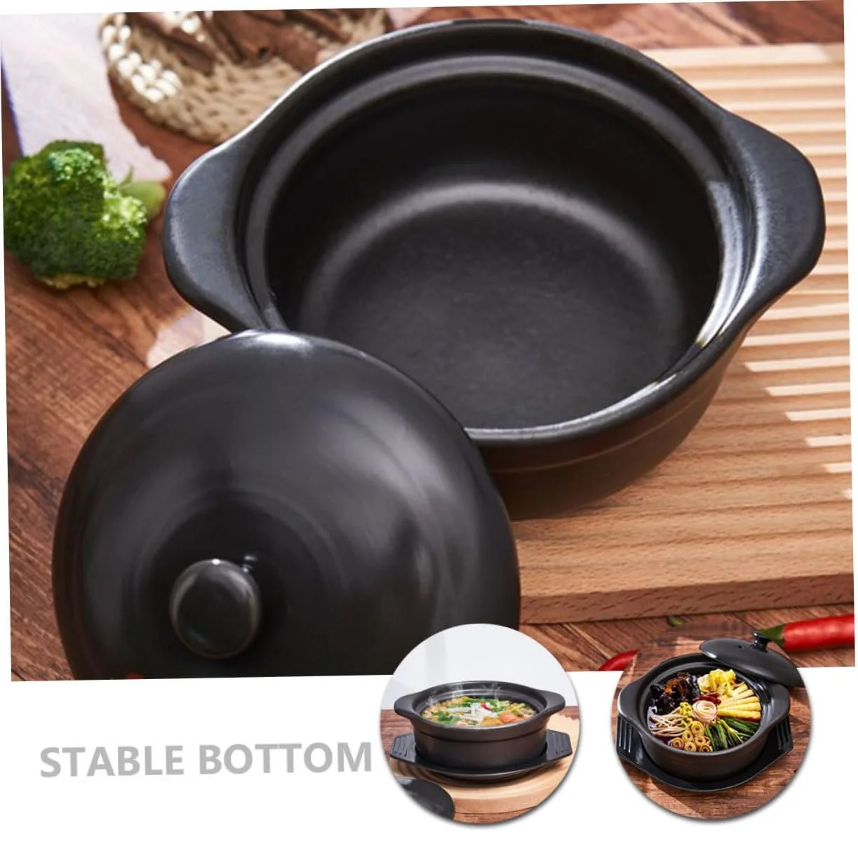 Кастрюля керамическая BESTOYARD с крышкой жаростойкая легкая, фото №4 Кастрюля керамическая BESTOYARD с крышкой жаростойкая легкая, фото №4