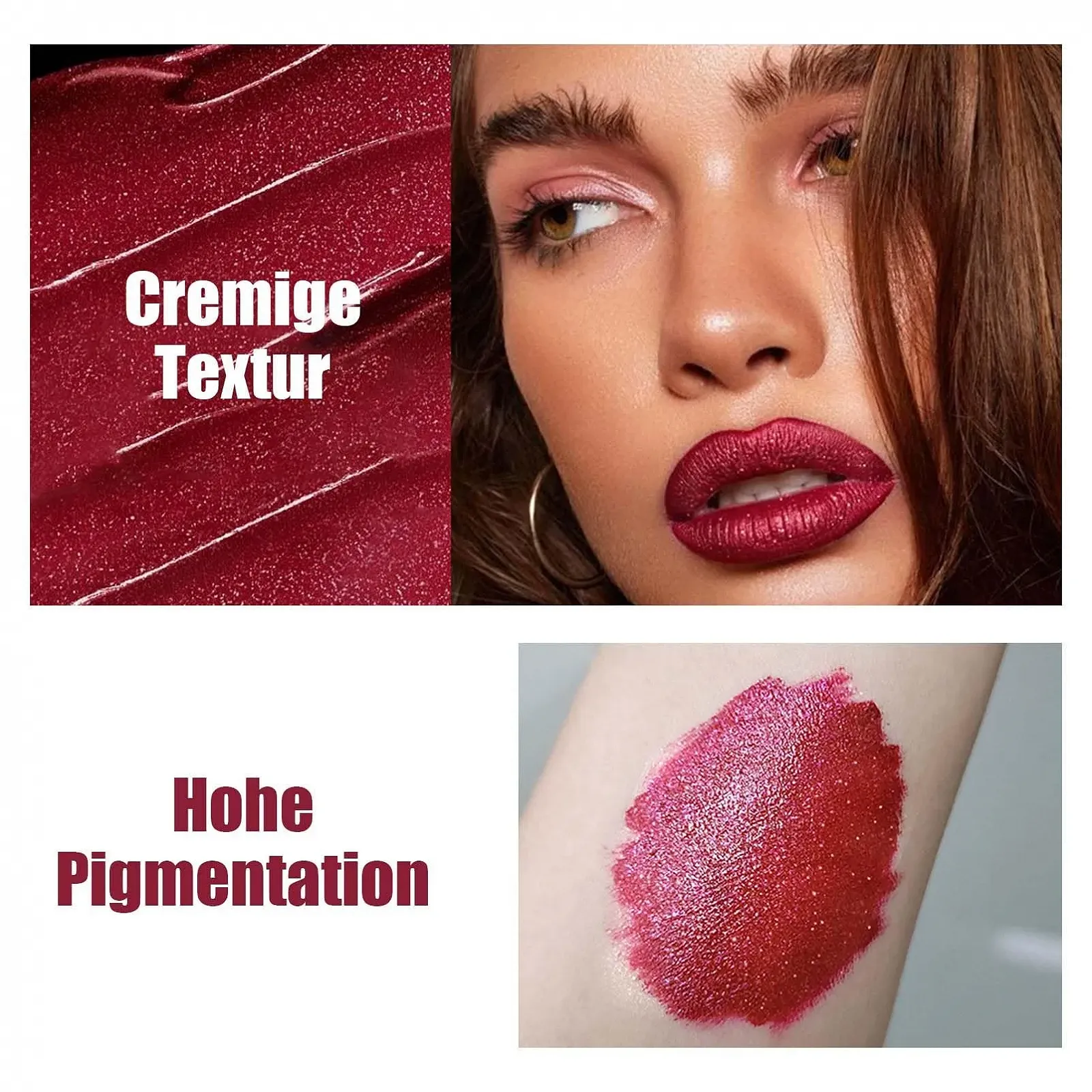 Металлический блеск для губ, матовая жидкая помада с металлическим блеском, блеск для губ стойкий и водостойкий, жидкая помада с высокой пигментацией, мерцающие губы, шелковистая текстура, увлажняющая формула, фото №4