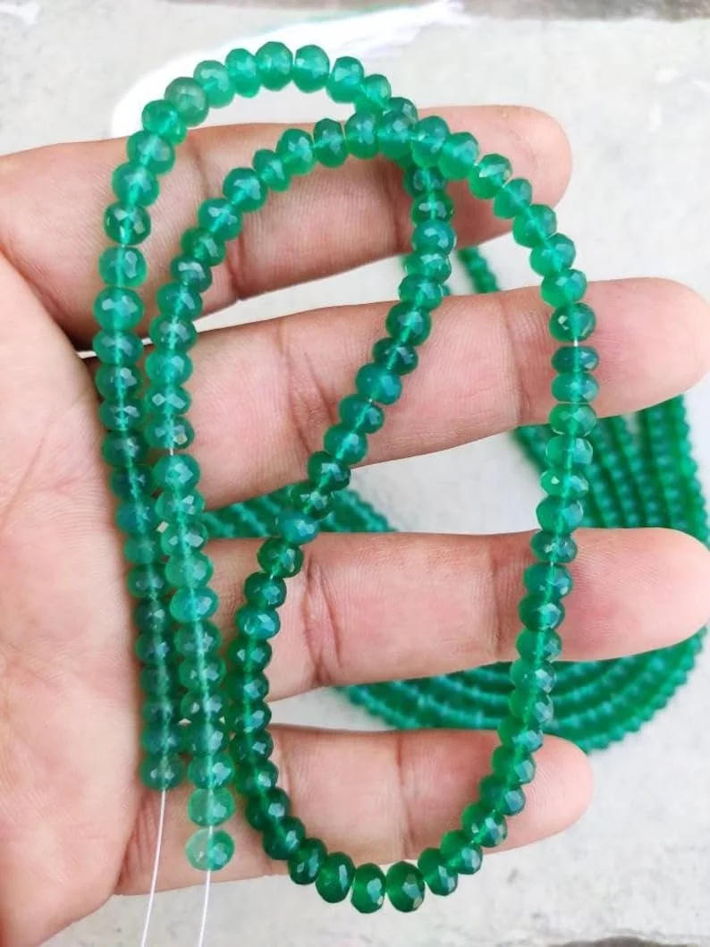 Бусины Круглые Зеленый Оникс гладкие 5-5.5 мм, нить длиной 40.6 см бусины из драгоценных камней для ожерелья, браслета, фото №3