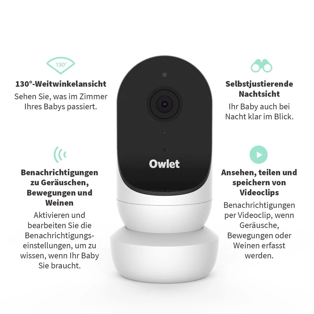 Відеоняня Owlet Cam 2 HD App Control AES 128-bit White, фото №3