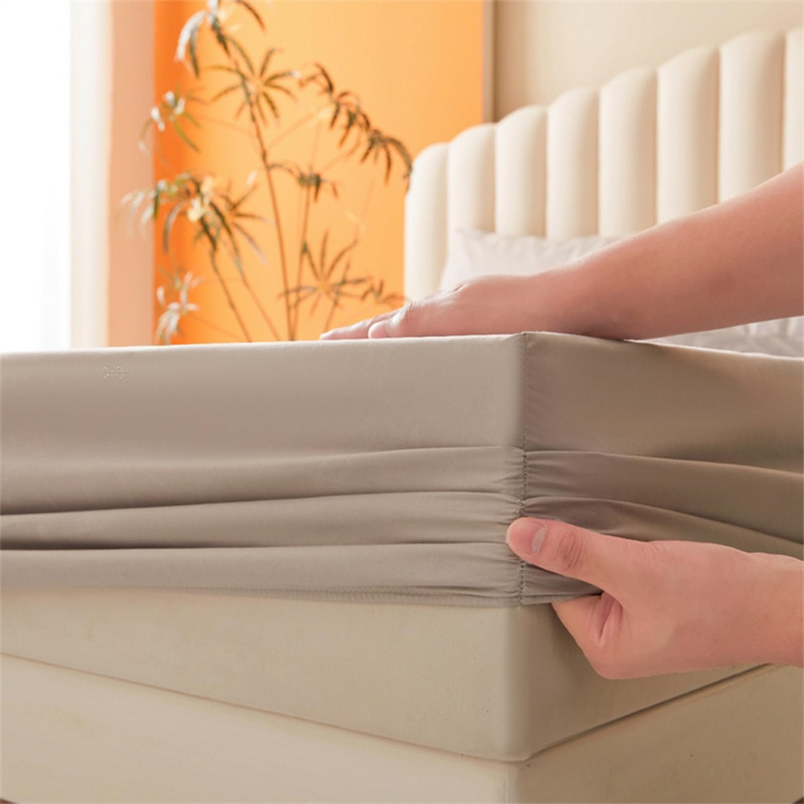 Наматрасник HAIBA Водонепроницаемая Простынь на резинке 150 x 200 см Серый Водонепроницаемый и дышащий Чехол на матрас, Защита от влаги, Стираемая Простынь, фото №5