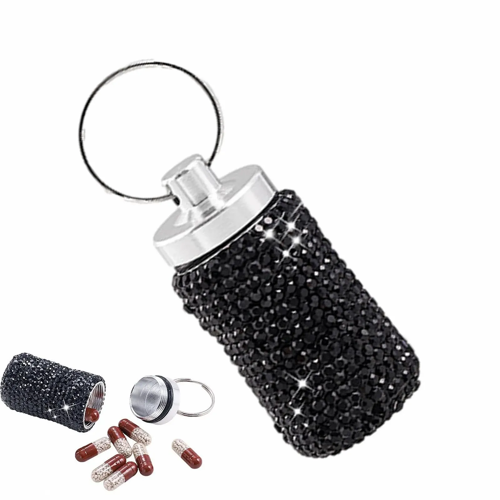 Таблетниця-брелок Sollee, маленька, металева, водонепроникна, портативна для кемпінгу та подорожей, для чоловіків та жінок, фото №1