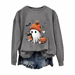 Хеллоуин-свитшот Женский Модный Повседневный Принт Круглый вырез Без капюшона - Фото 1