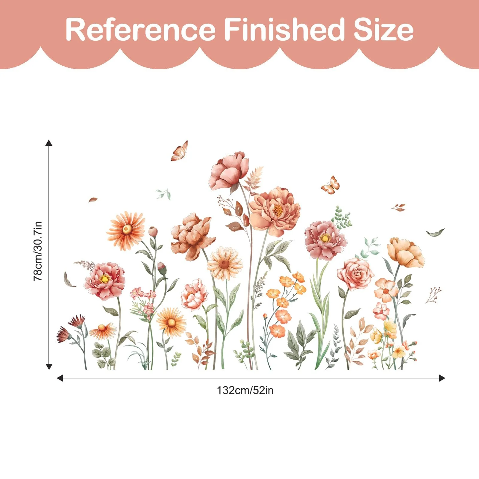 Наклейка на стіну Tanlaby Boho Flowers Вінілова 29 x 90 см, фото №5