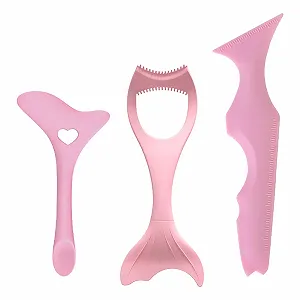 Набір з 3 трафаретів для підводки Melearch Силіконова косметична форма для початківців та професіоналів Рожева - Фото 1