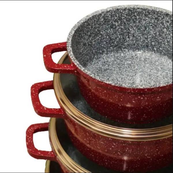 Набор кастрюль с мраморным покрытием 8 предметов Benson BN-380 Красный, фото №1