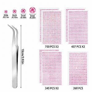 Самоклеящиеся блестящие камни Розовые Стразы, 3/4/5/6 мм, Блестящие бриллианты для макияжа лица, украшений для ногтей и праздничных аксессуаров, 7 листов synthetic.ua - Фото 1