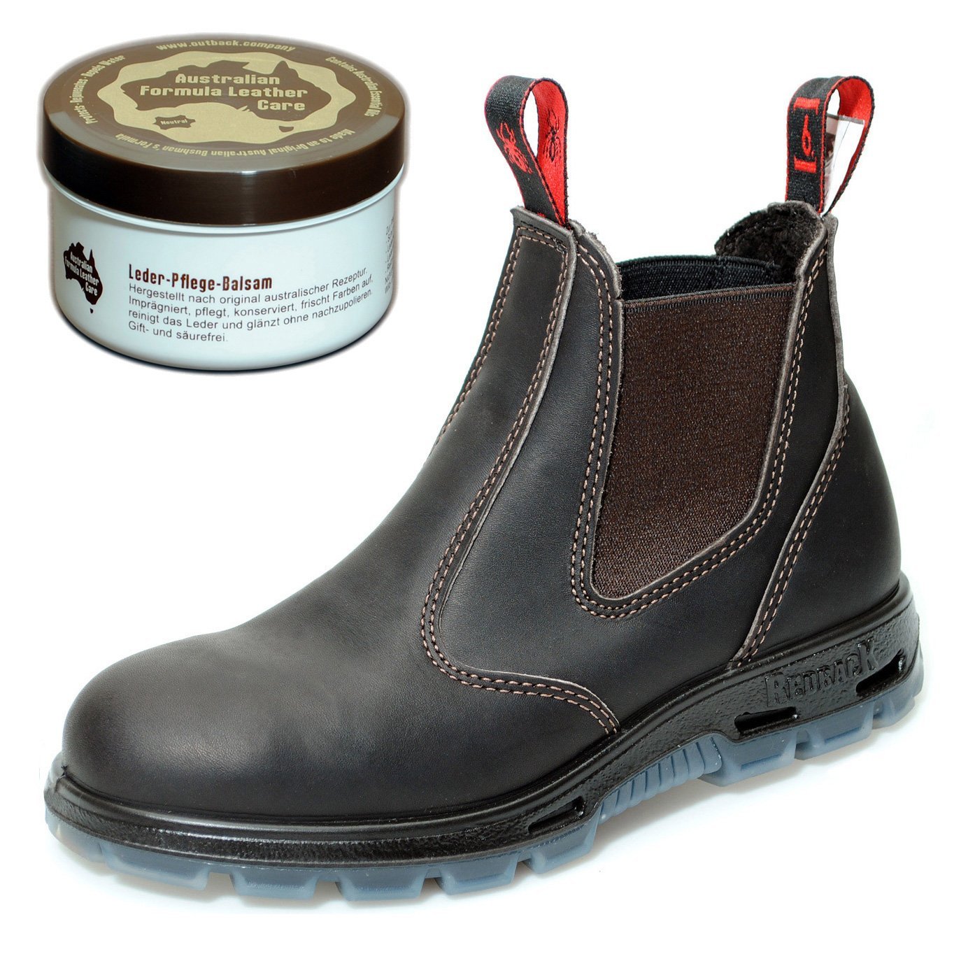 Ботинки рабочие Redback USBOK со стальным подноском - Unisex + средство для ухода за кожей - Claret Brown, фото №2