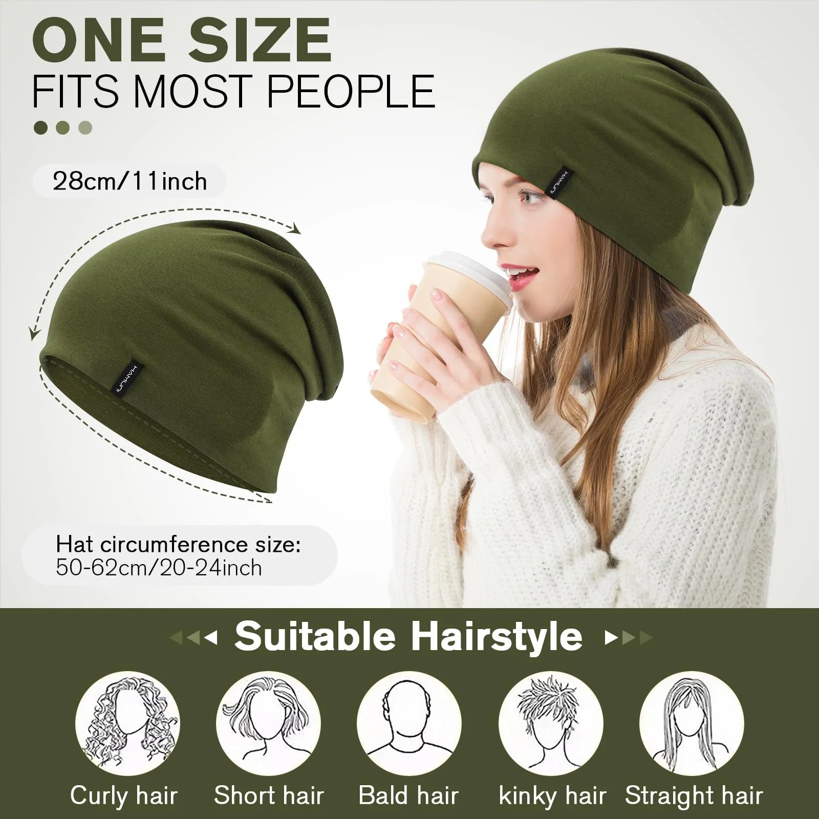 Шапка-бини HAMUNI Slouchy для женщин, Удобная хлопковая, Двойной слой, Мягкая, фото №5 Шапка-бини HAMUNI Slouchy для женщин, Удобная хлопковая, Двойной слой, Мягкая, фото №5