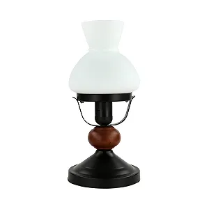Настільна лампа Licht-Erlebnisse Petronel E27 Чорний/Коричневий/Білий - Фото 1