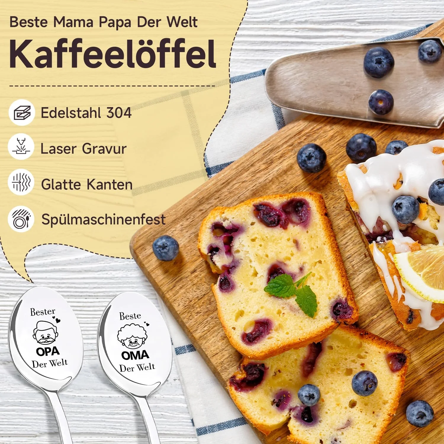 Ложка для кави Найкращі в світі бабуся та дідусь сріблястий, 2 шт, фото №3