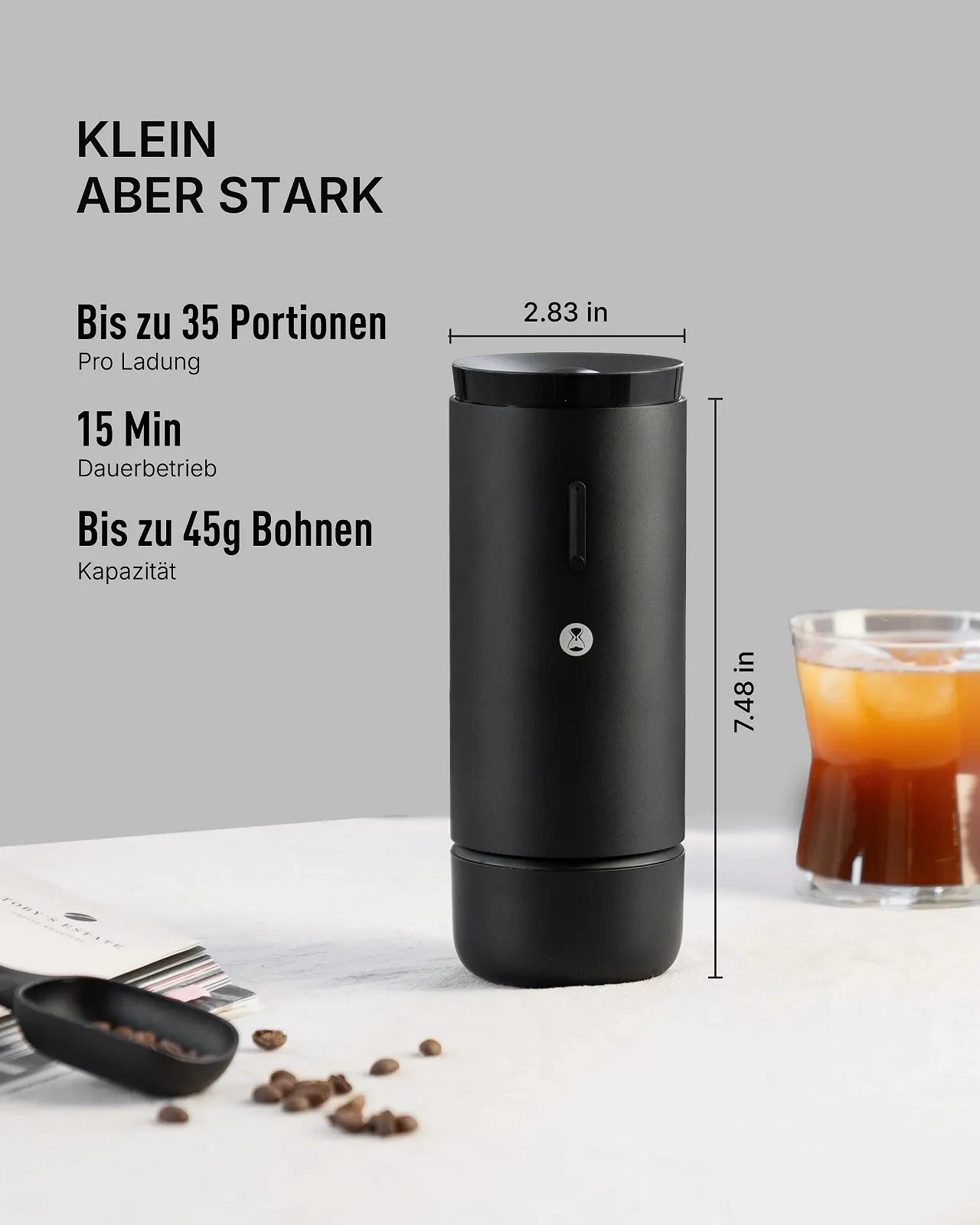 Электрическая кофемолка TIMEMORE Whirly 01S, портативная конусная, 30 уровней помола, эспрессо/фильтр-кофе/френч-пресс/Мока, металлический корпус, автоматическая остановка и защита от засорения для путешествий и дома, фото №7