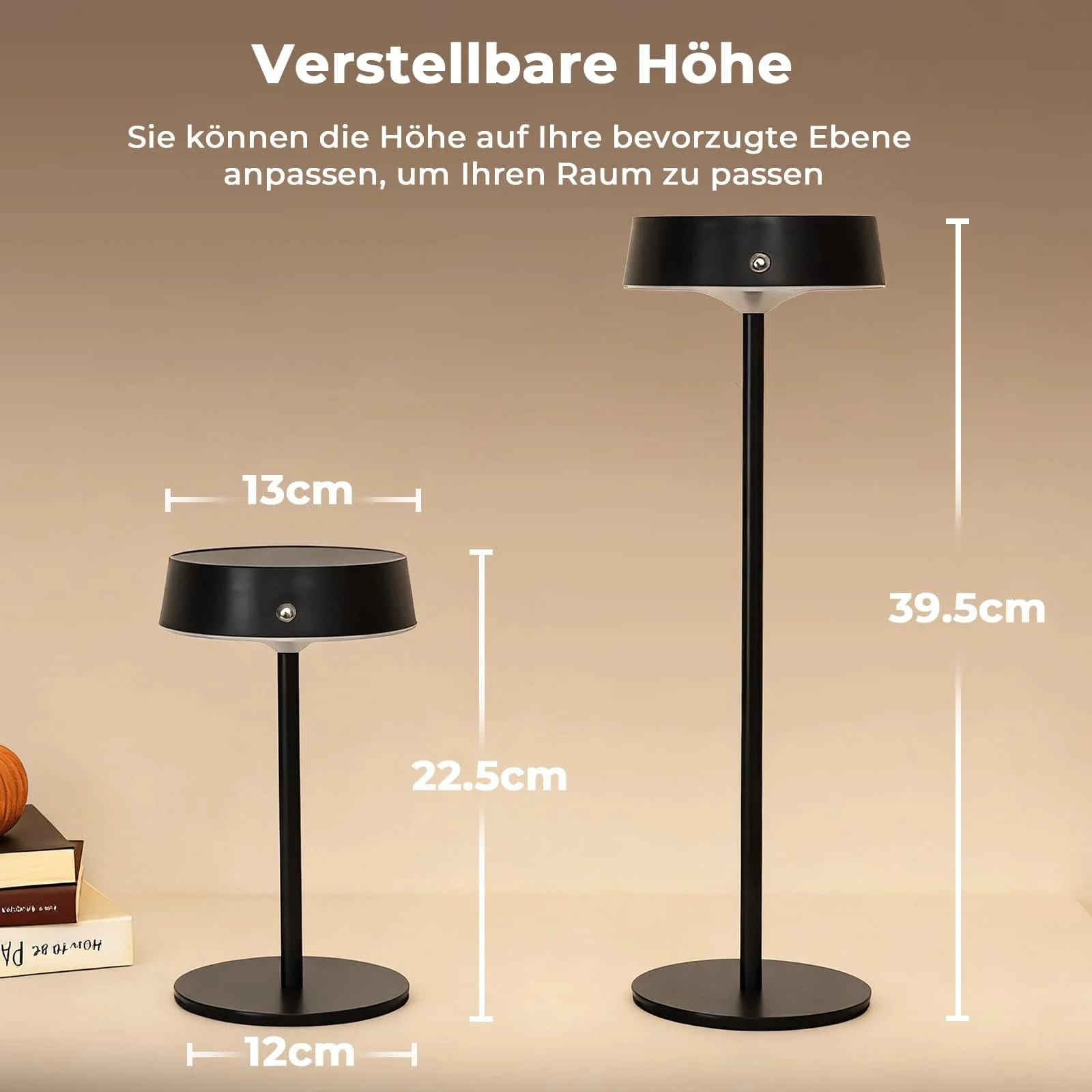 Настільна лампа LED бездротова акумуляторна сенсорна алюмінієва регульована висота IP65 набір 2 шт., фото №3