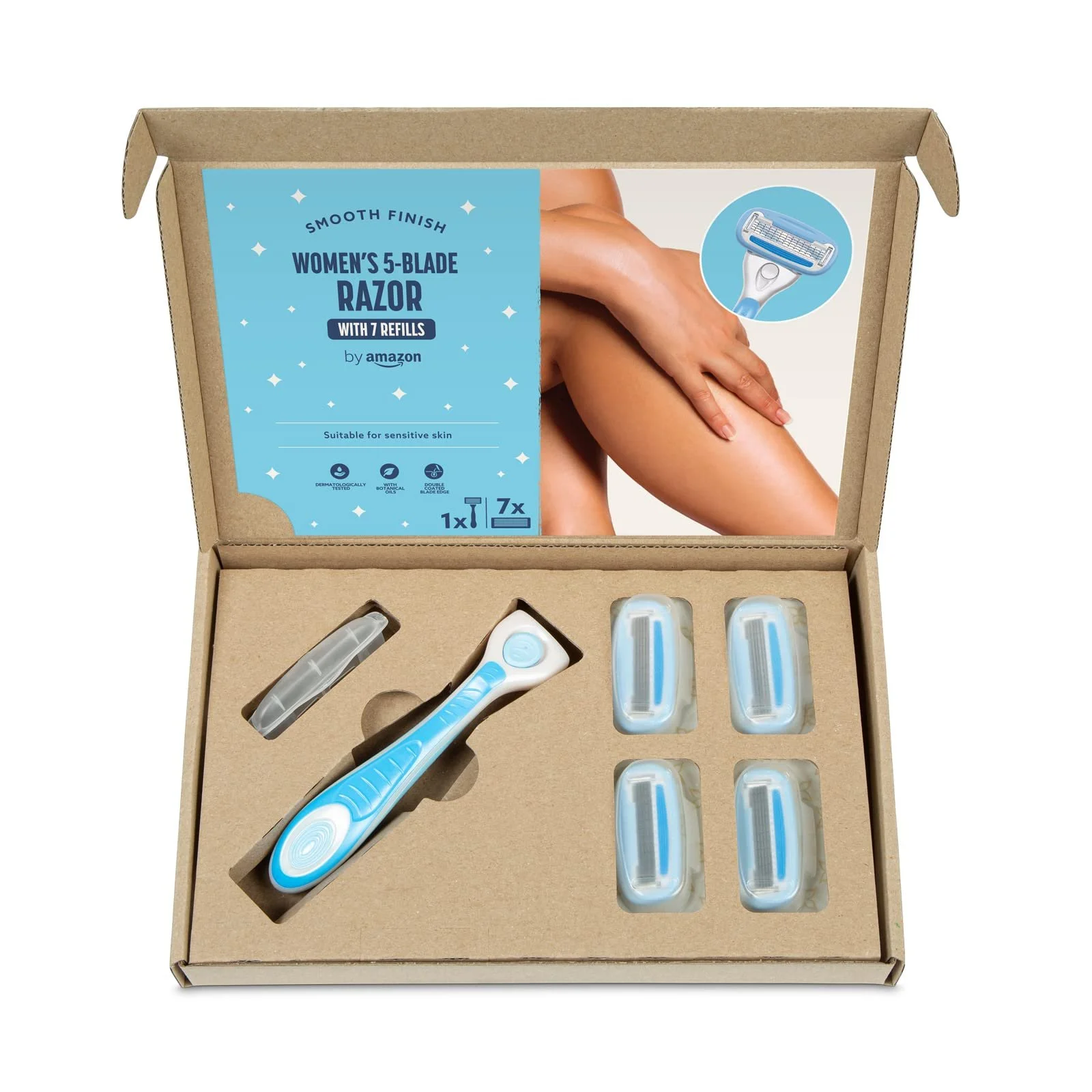 Женская бритва by Amazon Ladies 5 Blade Blue 1 шт и 7 сменных кассет, фото №4