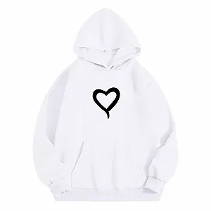 Пуловер для мальчиков 164, Толстовка с капюшоном для детей, Уютный пуловер с принтом сердца, Худи с длинными рукавами и карманом, Для повседневной носки - Фото 1