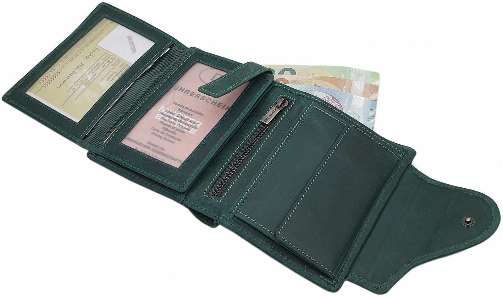 Женский кошелек Myledershop из цельной коровьей кожи, портретного формата, с внешней защелкой и RFID и NFC защитой, с набором для шитья, без тиснения/бензина, современный, фото №4