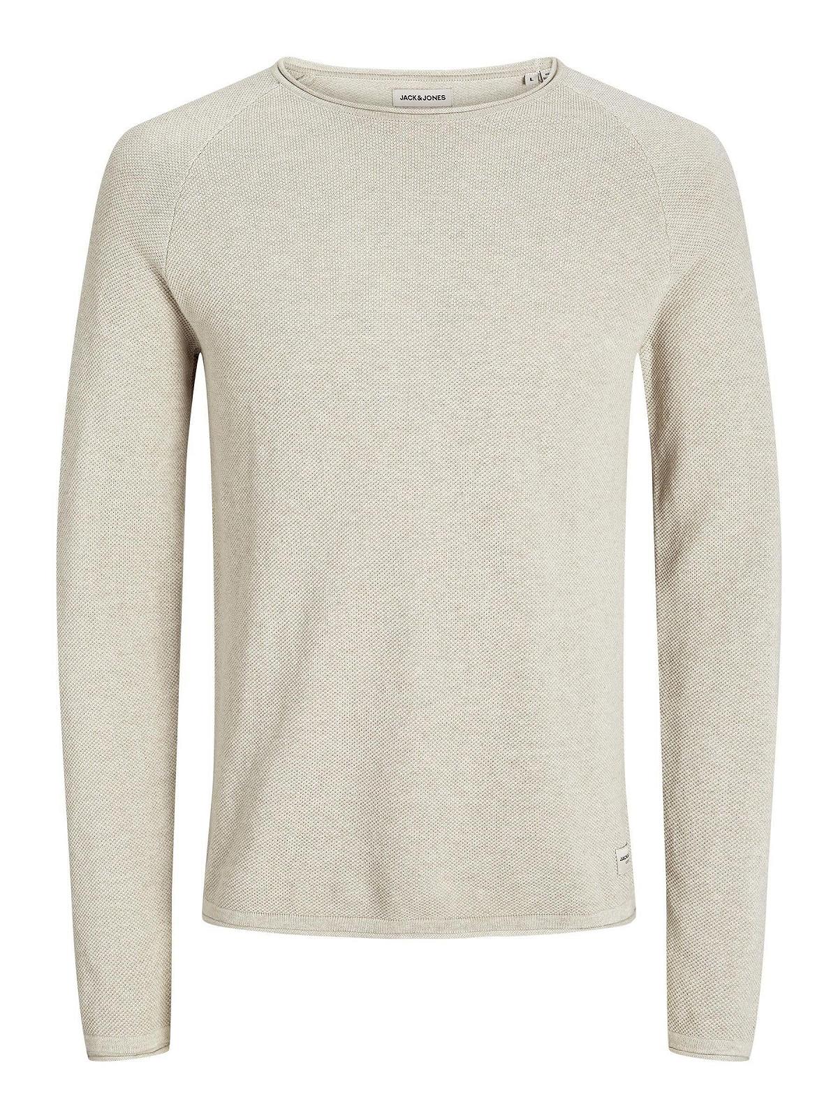 В'язаний пуловер JACK & JONES JJEHILL чоловічий, з круглим вирізом, базова модель, з довгими рукавами, бавовняна сорочка, фото №1