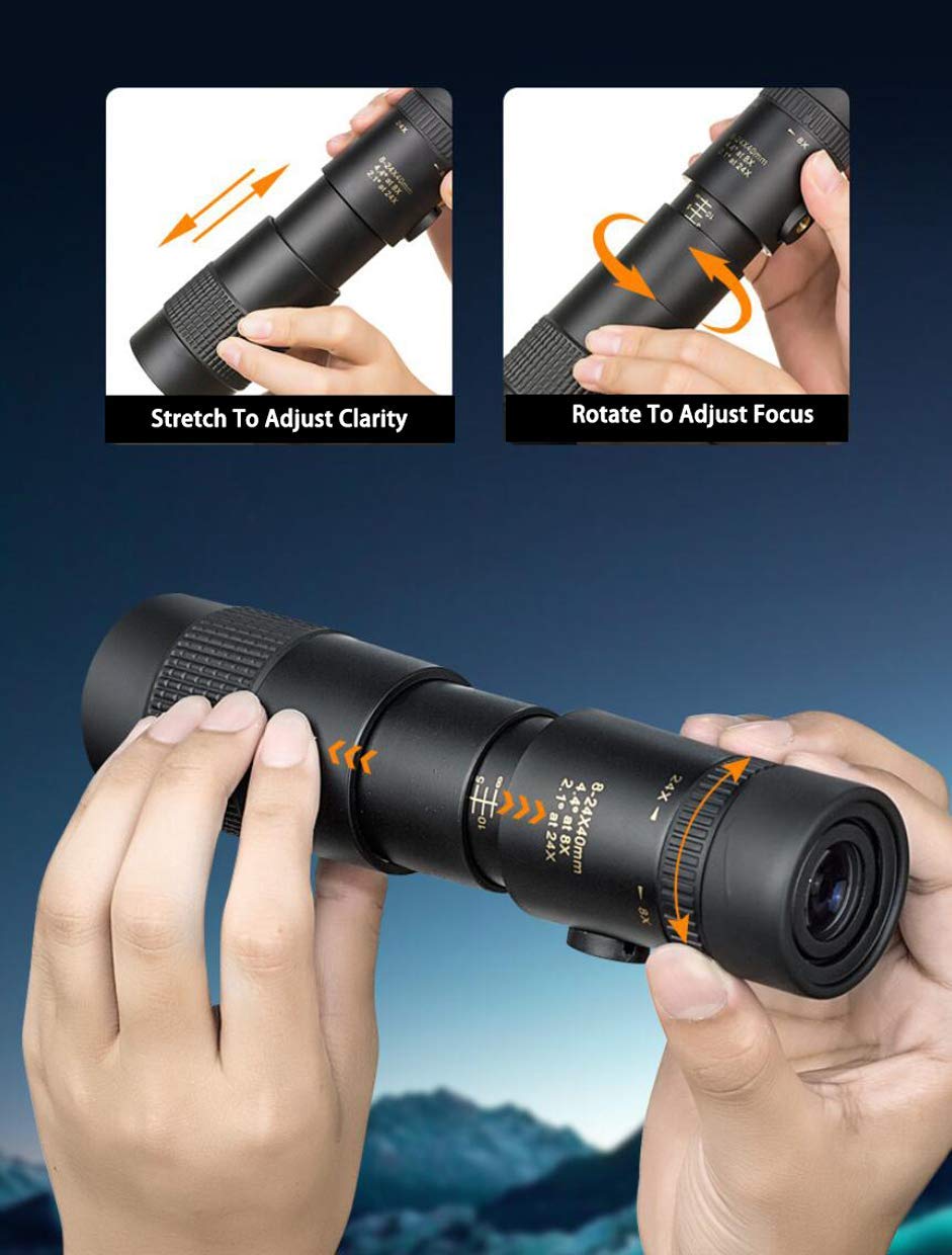 Монокуляр Spacmirrors 8-24x40 Super-Telezoom BAK4 FMC Велике окуляр HD Водонепроникний, фото №3 Монокуляр Spacmirrors 8-24x40 Super-Telezoom BAK4 FMC Велике окуляр HD Водонепроникний, фото №3