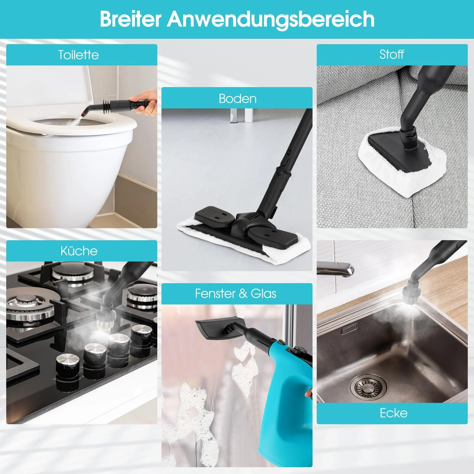 Портативный ручной пароочиститель GOPLUS 1500 Вт 400 мл 2 бар Синий, фото №4