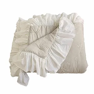 Покрывало Loberon Clarissa Цветочная вышивка Серый - Фото 1