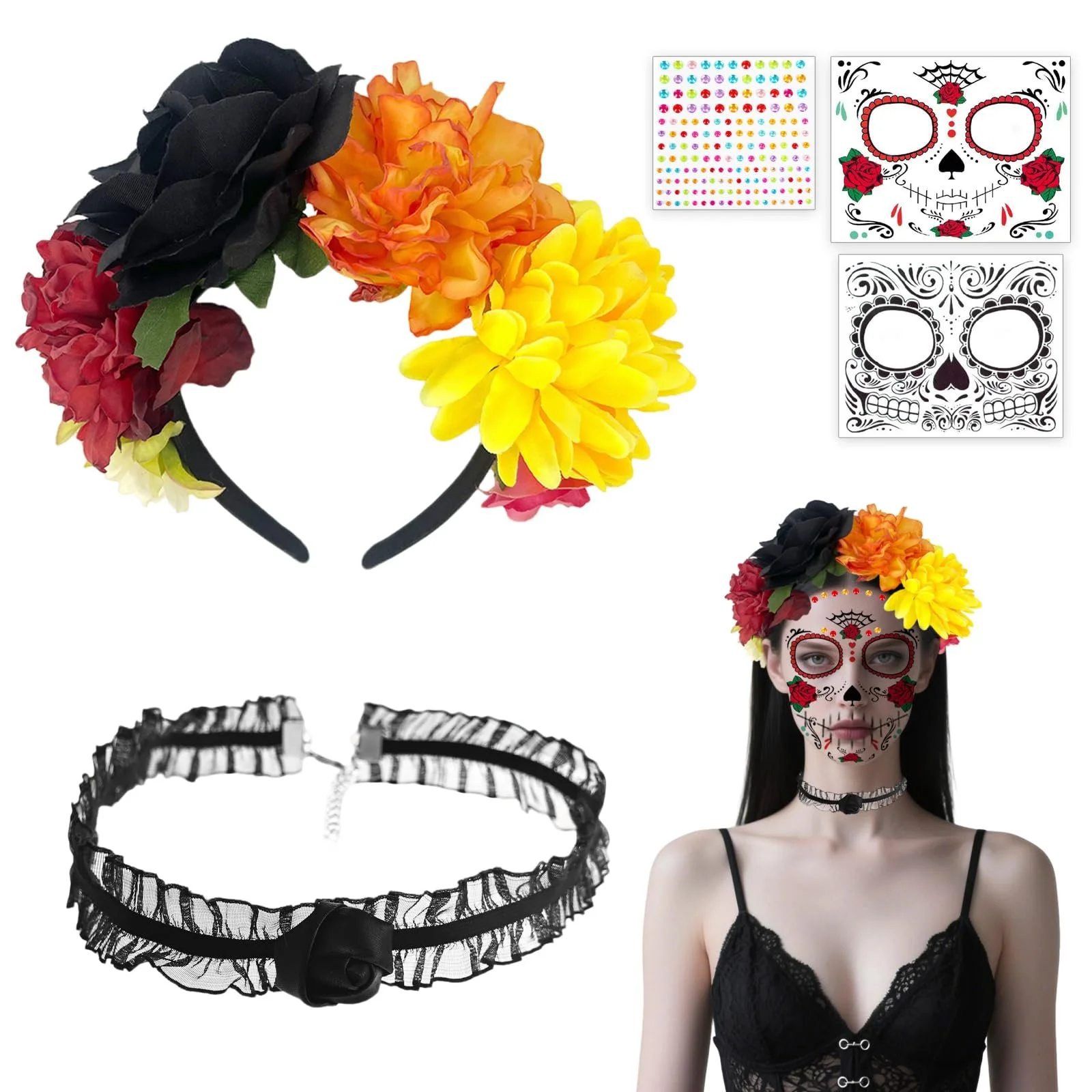 Набір: Обруч на голову з квітами, фото №1