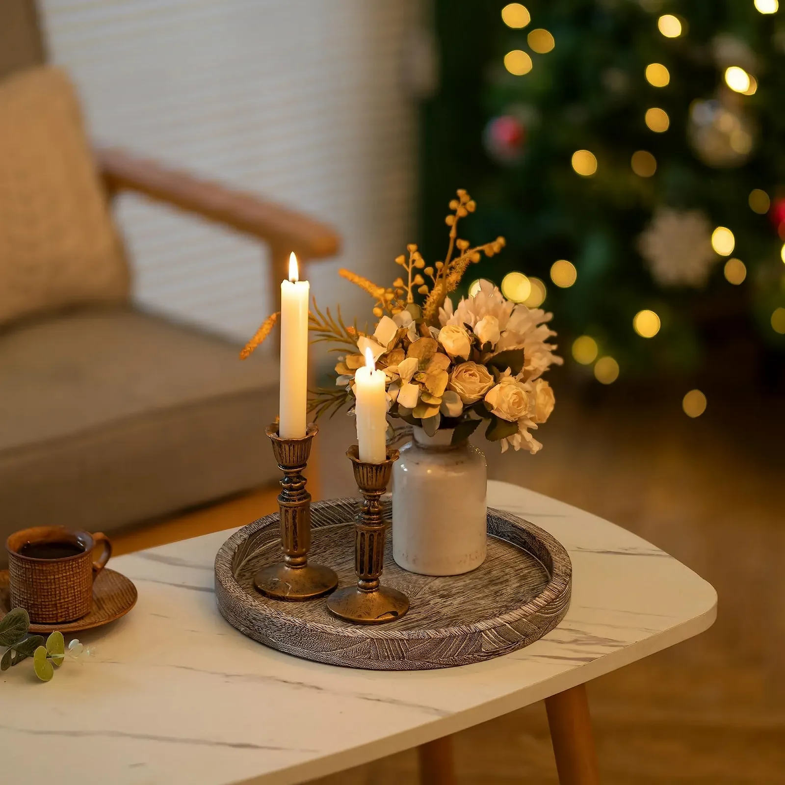 Дерев'яний Піднос Круглий для Декору Romadedi 30 см Піднос для Свічок, фото №7 Дерев'яний Піднос Круглий для Декору Romadedi 30 см Піднос для Свічок, фото №7