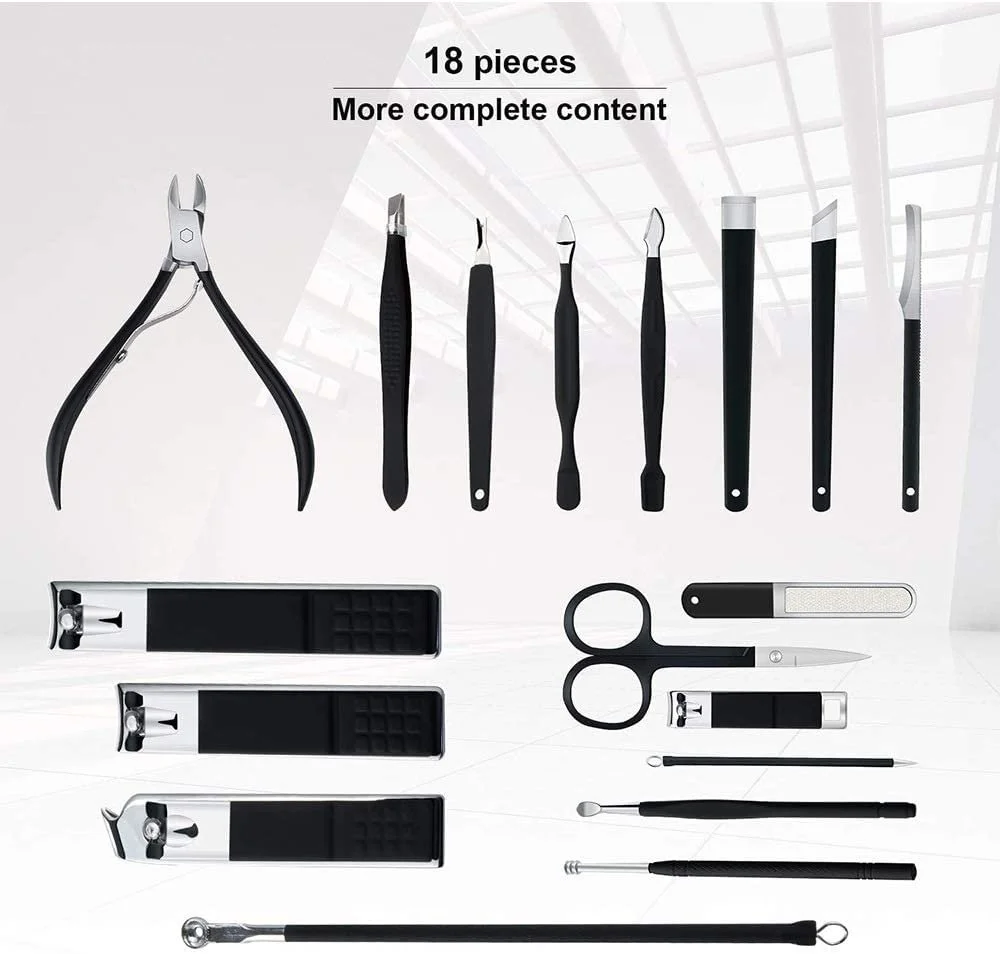 Профессиональный набор для маникюра из 18 предметов, из нержавеющей стали, фото №5