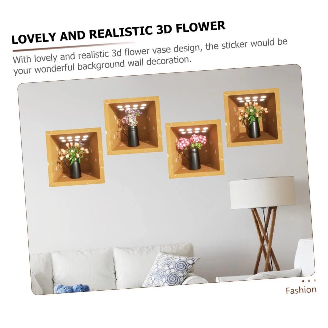 Наклейки на стіну 3D квіткові вази самоклеючі 4 шт, фото №8 Наклейки на стіну 3D квіткові вази самоклеючі 4 шт, фото №8