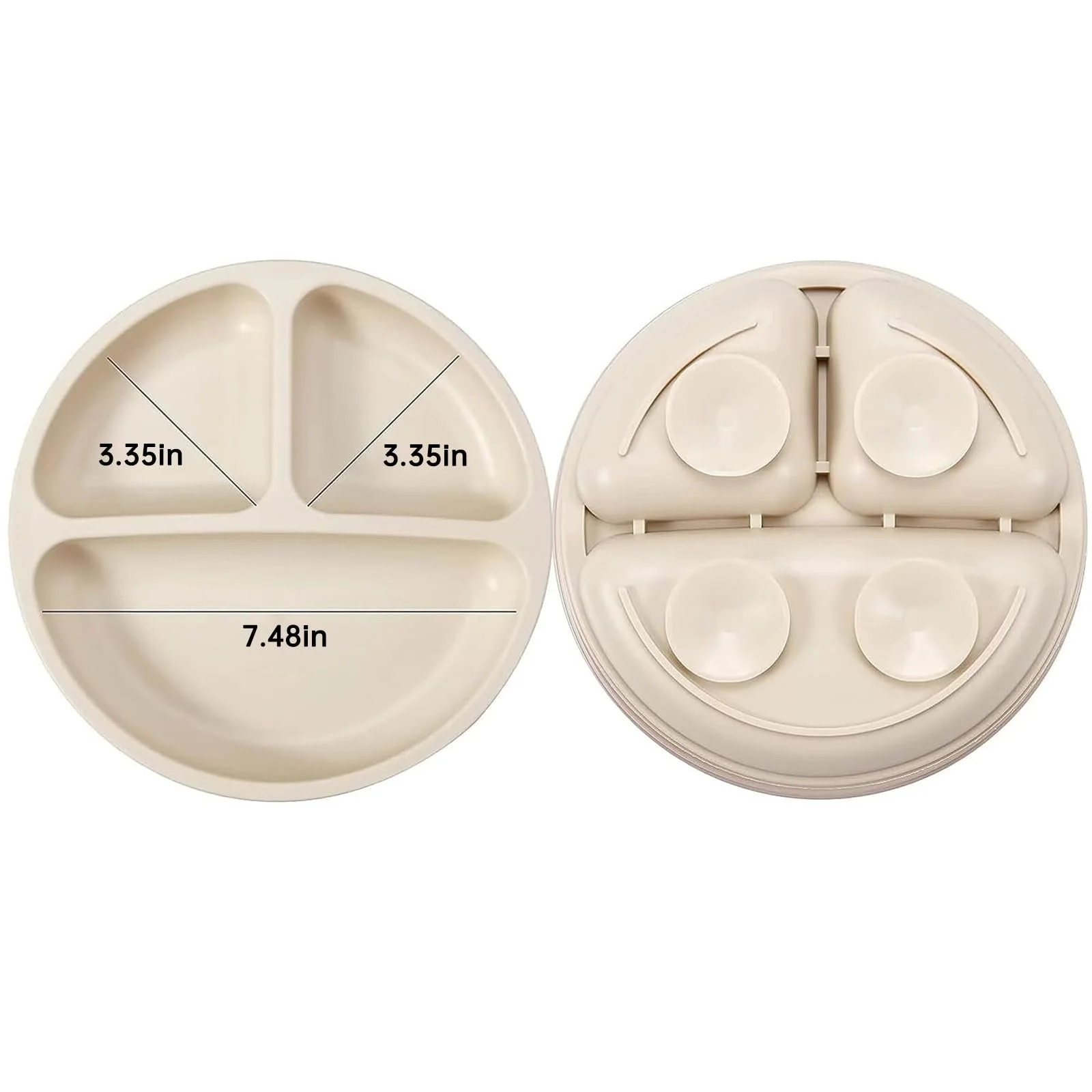 Набір дитячого посуду PandaEar з силікону з присосками, 2 тарілки дитячі з роздільниками + 2 миски для дитячої каші з присосками + 2 дитячі чашки з 2 дитячими ложками і 2 виделками, фото №4 Набір дитячого посуду PandaEar з силікону з присосками, 2 тарілки дитячі з роздільниками + 2 миски для дитячої каші з присосками + 2 дитячі чашки з 2 дитячими ложками і 2 виделками, фото №4