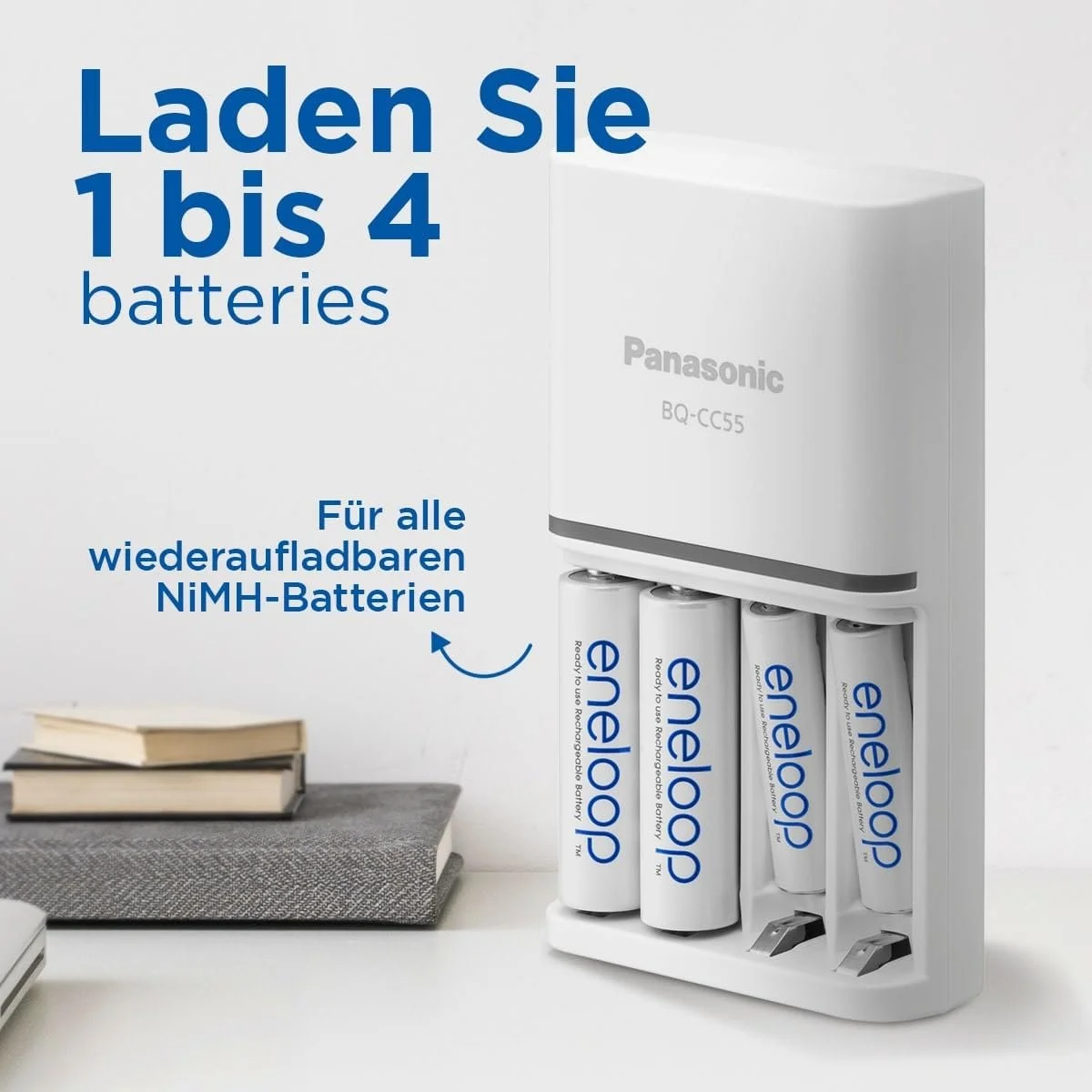 Зарядний пристрій eneloop SmartPlus для 1-4 AA/AAA NI-MH акумуляторів, 1.5 години час заряджання, включає 4 eneloop AA акумулятори (2000 mAh), фото №6