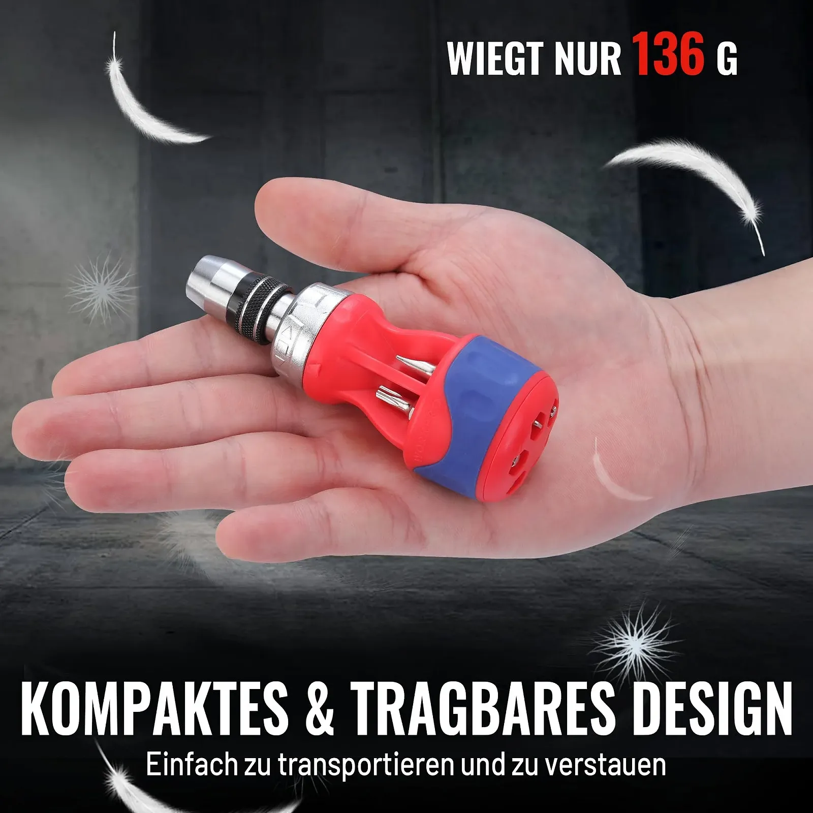 Міні-викрутка реверсивна WORKPRO 12-в-1 магнітна зі сталлю S2, фото №6