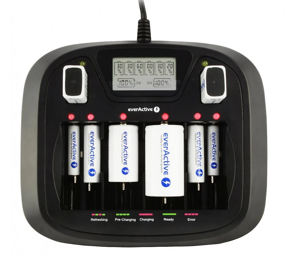 Зарядний пристрій Типу AA/AAA/R14/R20/9V Everactive NC-800 на 8 незалежних слотів, фото №4 Зарядний пристрій Типу AA/AAA/R14/R20/9V Everactive NC-800 на 8 незалежних слотів, фото №4