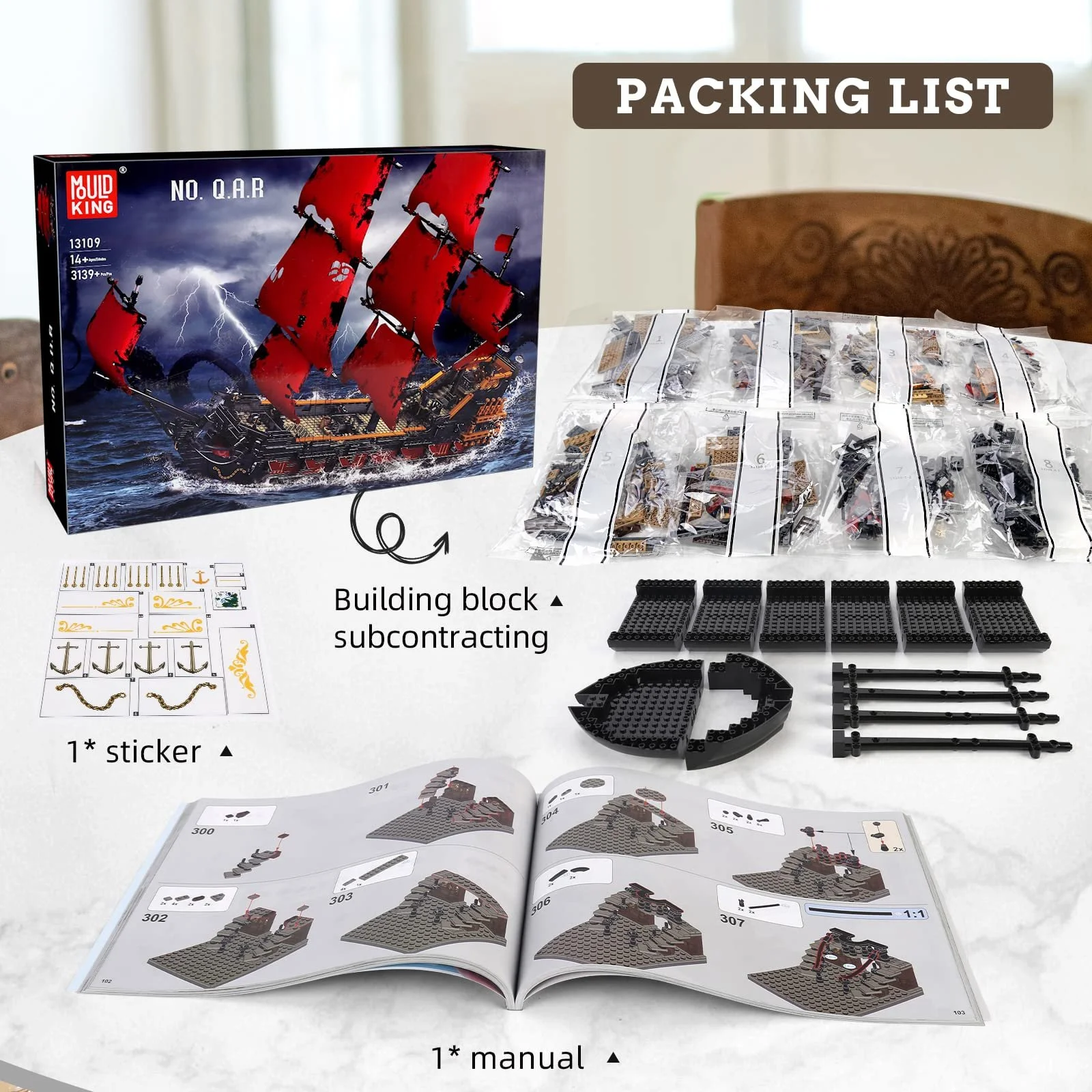 Конструктор Пиратский Корабль Mould King Series 13109 Queen Anna's Revenge 3139 деталей Цвет не указан, фото №5 Конструктор Пиратский Корабль Mould King Series 13109 Queen Anna's Revenge 3139 деталей Цвет не указан, фото №5