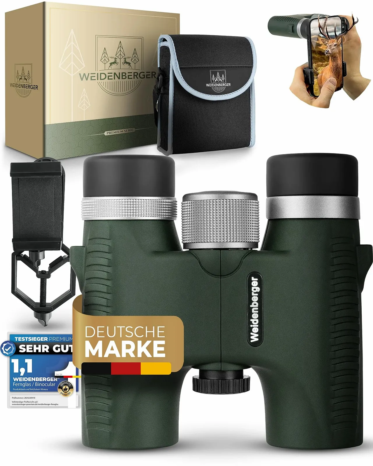 Бинокль Weidenberger 10 x 26 Магниевый Водонепроницаемый Зеленый, фото №1