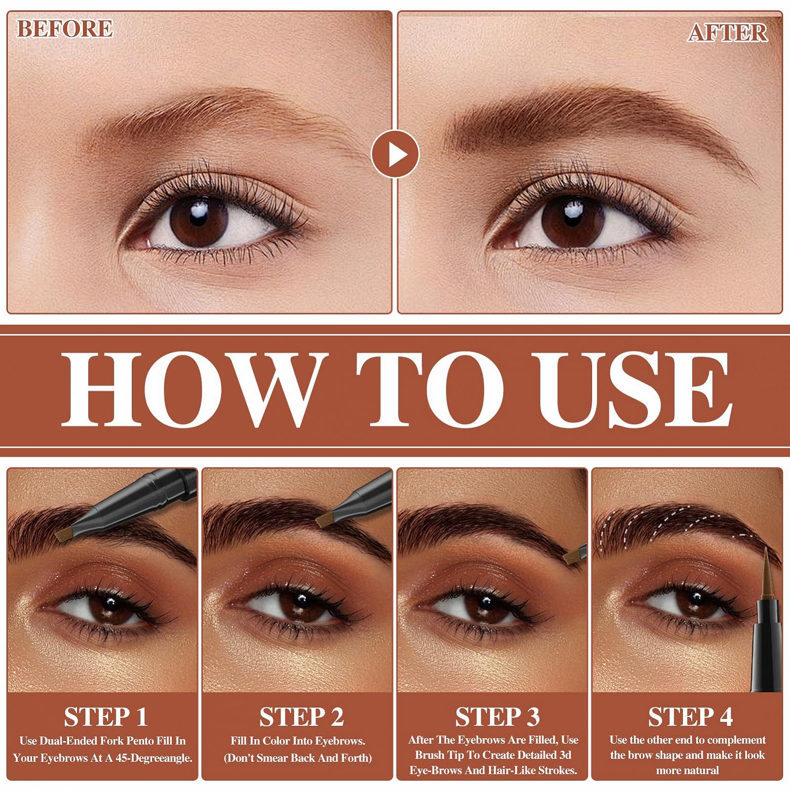 Олівець для брів 2-в-1 Wasserfest Eyebrow Pencil Microblading (сірий*2), фото №3
