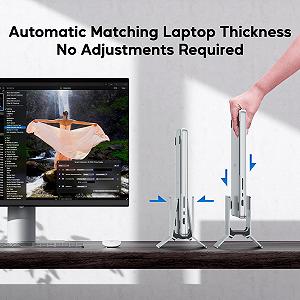 Подставка вертикальная для ноутбука, Алюминиевый держатель с регулируемой вертикальной подставкой для ноутбуков, Блокнот, MacBook Air, Pro, Планшетов и iPad, Подставка для ноутбука для Mac Mini, Серебряная synthetic.ua - Фото 1