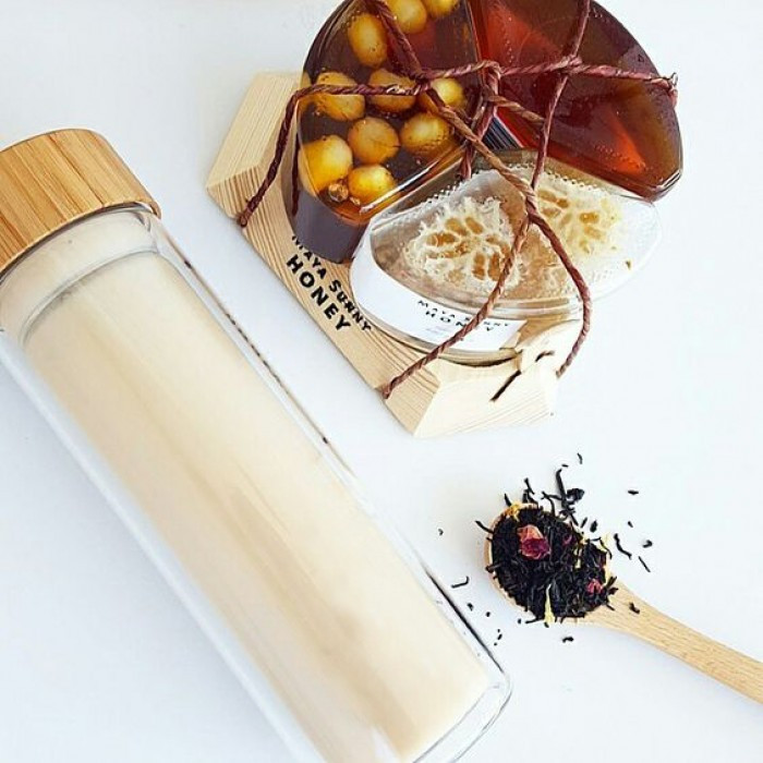 Скляна термо пляшка Detox з подвійними стінами, фото №3