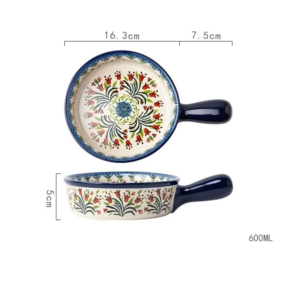 Форма для запекания Home керамическая ретро большая с ручкой, фото №2