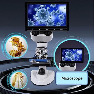 Бинокулярный микроскоп 40x - 5000x, профессиональный микроскоп с кнопками точной фокусировки, светодиодной подсветкой для биохимических исследований (вилка EU) synthetic.ua - Фото 1