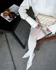 Молочні однотонні щільні бавовняні колготки для дівчини класичні без малюнка synthetic.ua - Фото 1