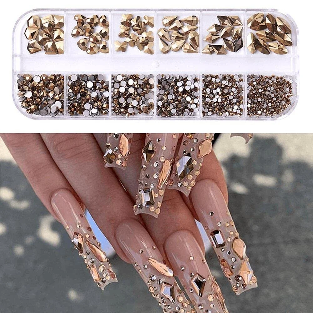 Плоскі Різнокольорові кристали Блискучі прикраси 3D DIY 12 сіток/коробка, фото №5